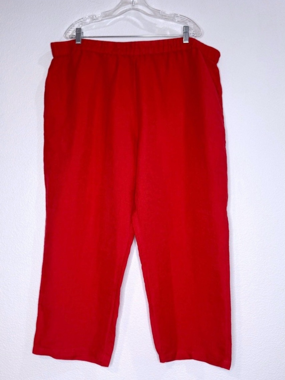 GUDRUN SJODEN Red Cropped LINEN Pants